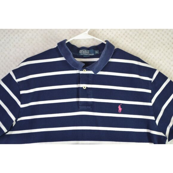 Polo Ralph Lauren Men's XL Blue Striped Short Sleeve Polo Shirt - Picture 2 of 13